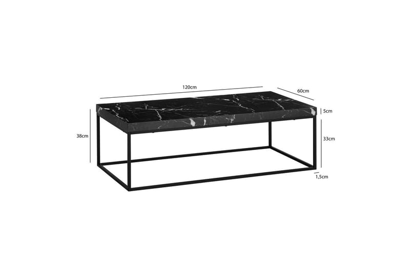 Soffbord Wohnling rektangulär 120 cm, stenoptik, modern look Marmor Svart - Marmor Svart - Möbler - Bord & matgrupper - Soffbord