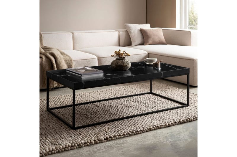 Soffbord Wohnling rektangulär 120 cm, stenoptik, modern look Marmor Svart - Marmor Svart - Möbler - Bord & matgrupper - Soffbord