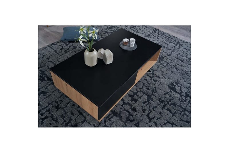 Soffbord Wohnling Rektangulär MDF ek-look med stor lådbricka modern look - Möbler - Bord & matgrupper - Soffbord