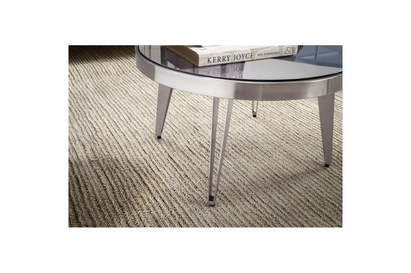 Soffbord Wohnling Rund 60 cm Säkerhetsglas Matt Silver 4-bens metallram Modern - Möbler - Bord & matgrupper - Soffbord