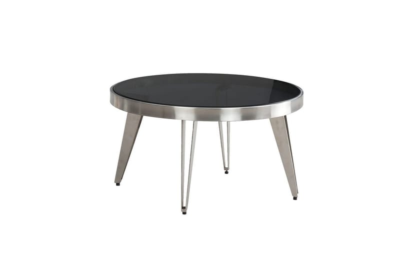 Soffbord Wohnling Rund 60 cm Säkerhetsglas Matt Silver 4-bens metallram Modern - Möbler - Bord & matgrupper - Soffbord