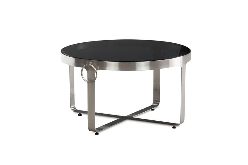 Soffbord Wohnling Rund 60 cm Säkerhetsglas Matt silver metallram Modern - Möbler - Bord & matgrupper - Soffbord
