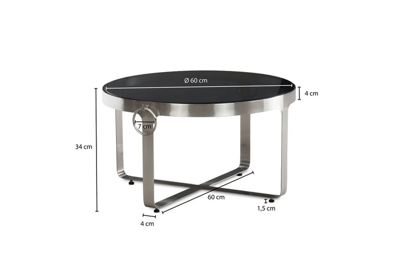 Soffbord Wohnling Rund 60 cm Säkerhetsglas Matt silver metallram Modern - Möbler - Bord & matgrupper - Soffbord