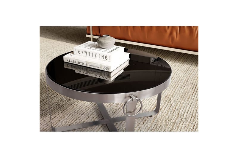 Soffbord Wohnling Rund 60 cm Säkerhetsglas Matt silver metallram Modern - Möbler - Bord & matgrupper - Soffbord