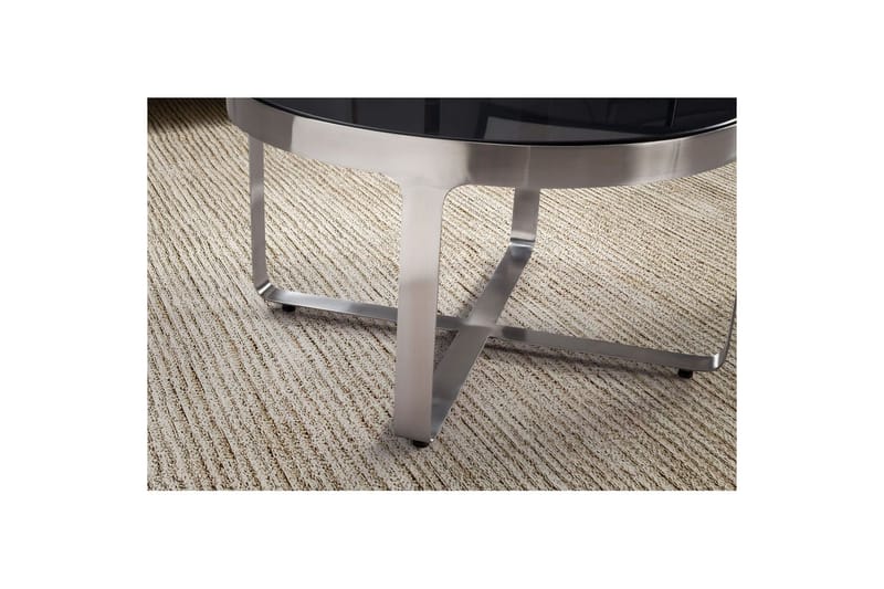 Soffbord Wohnling Rund 60 cm Säkerhetsglas Matt silver metallram Modern - Möbler - Bord & matgrupper - Soffbord