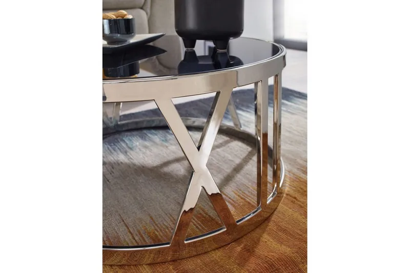 Soffbord Wohnling Rund 60 cm Säkerhetsglas Romerska siffror Krom Modern - Möbler - Bord & matgrupper - Soffbord