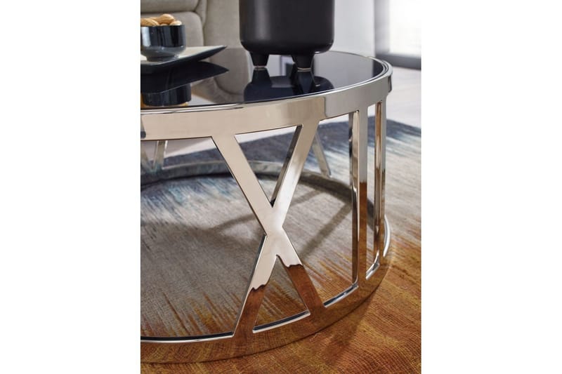 Soffbord Wohnling Rund 60 cm Säkerhetsglas Romerska siffror Krom Modern - Möbler - Bord & matgrupper - Soffbord