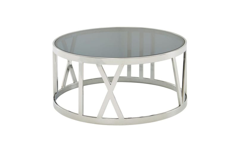 Soffbord Wohnling Rund 60 cm Säkerhetsglas Romerska siffror Krom Modern - Möbler - Bord & matgrupper - Soffbord