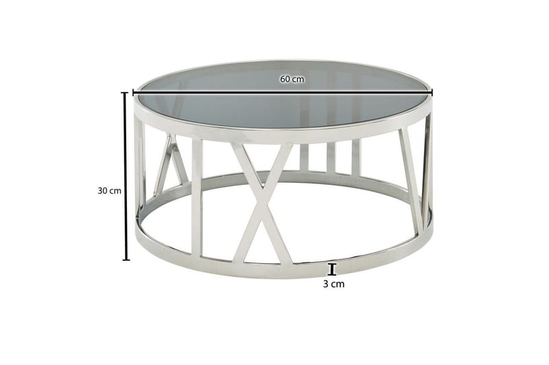 Soffbord Wohnling Rund 60 cm Säkerhetsglas Romerska siffror Krom Modern - Möbler - Bord & matgrupper - Soffbord