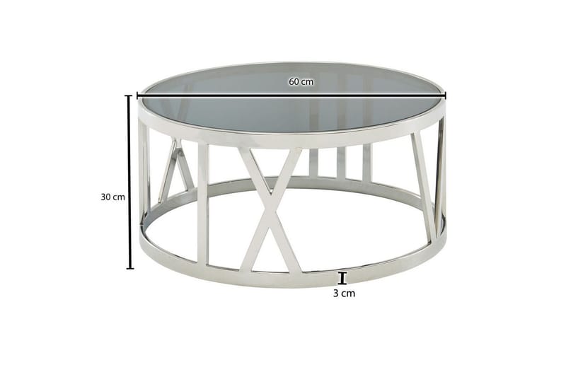 Soffbord Wohnling Rund 60 cm Säkerhetsglas Romerska siffror Krom Modern - Möbler - Bord & matgrupper - Soffbord