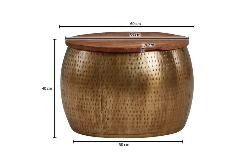 Soffbord Wohnling Rund diameter 60 cm förvaringsutrymme massivt bordsytor lantlig stil - Möbler - Bord & matgrupper - Soffbord