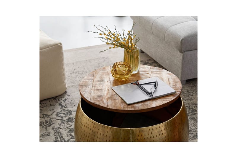 Soffbord Wohnling Rund diameter 60 cm förvaringsutrymme massivt bordsytor lantlig stil - Möbler - Bord & matgrupper - Soffbord