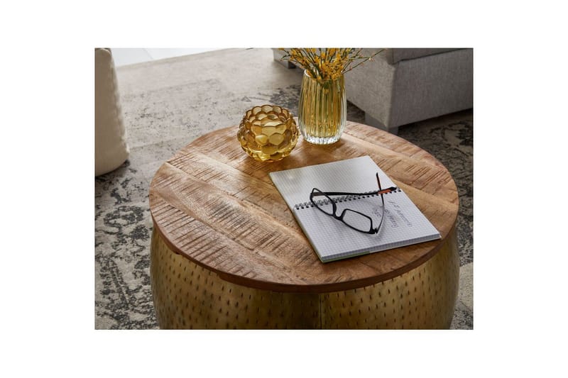 Soffbord Wohnling Rund diameter 60 cm förvaringsutrymme massivt bordsytor lantlig stil - Möbler - Bord & matgrupper - Soffbord