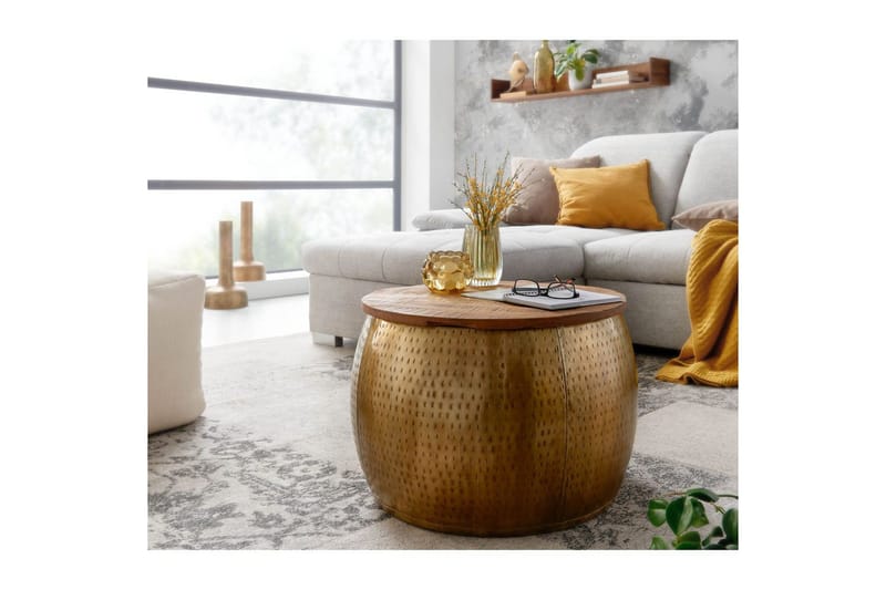 Soffbord Wohnling Rund diameter 60 cm förvaringsutrymme massivt bordsytor lantlig stil - Möbler - Bord & matgrupper - Soffbord