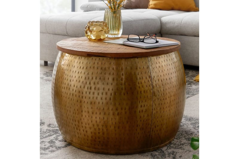 Soffbord Wohnling Rund diameter 60 cm förvaringsutrymme massivt bordsytor lantlig stil - Möbler - Bord & matgrupper - Soffbord