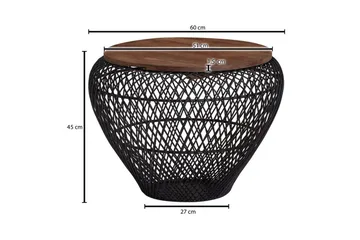 Soffbord Wohnling Rund korgstil med massivt träbordsskiva lantlig stil - Möbler - Bord & matgrupper - Soffbord