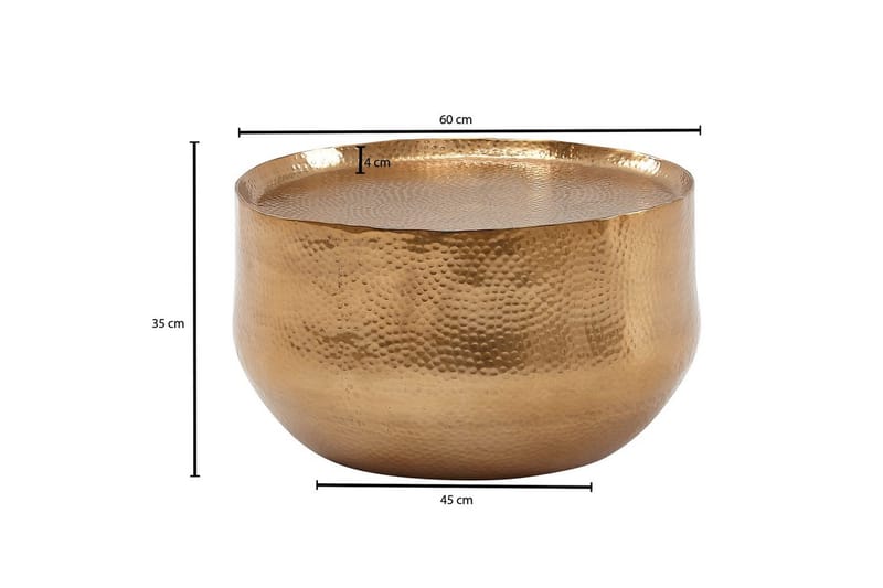 Soffbord Wohnling rund metall 60 cm hamrat utseende, orientalisk stil Guld - Guld - Möbler - Bord & matgrupper - Soffbord