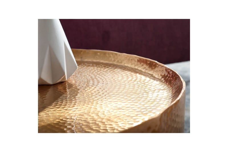 Soffbord Wohnling rund metall 60 cm hamrat utseende, orientalisk stil Guld - Guld - Möbler - Bord & matgrupper - Soffbord