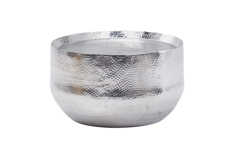 Soffbord Wohnling rund metall 60 cm hamrat utseende, orientalisk stil Silver - Silver - Möbler - Bord & matgrupper - Soffbord