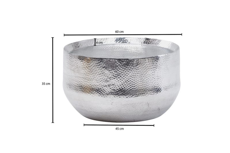 Soffbord Wohnling rund metall 60 cm hamrat utseende, orientalisk stil Silver - Silver - Möbler - Bord & matgrupper - Soffbord