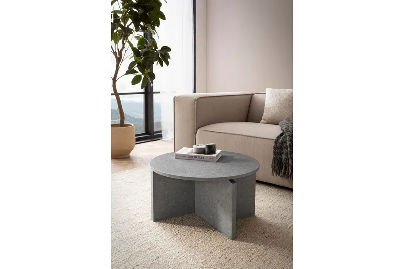 Soffbord Wohnling Rund stensikt stil modern look 60 cm, Grå - 60 cm, Grå - Möbler - Bord & matgrupper - Soffbord