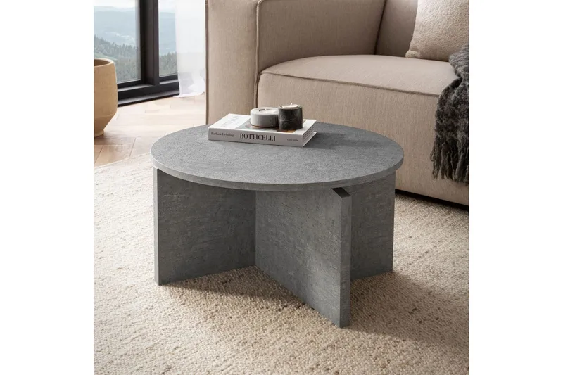 Soffbord Wohnling Rund stensikt stil modern look 60 cm, Grå - 60 cm, Grå - Möbler - Bord & matgrupper - Soffbord