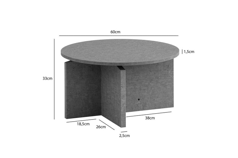 Soffbord Wohnling Rund stensikt stil modern look 60 cm, Grå - 60 cm, Grå - Möbler - Bord & matgrupper - Soffbord