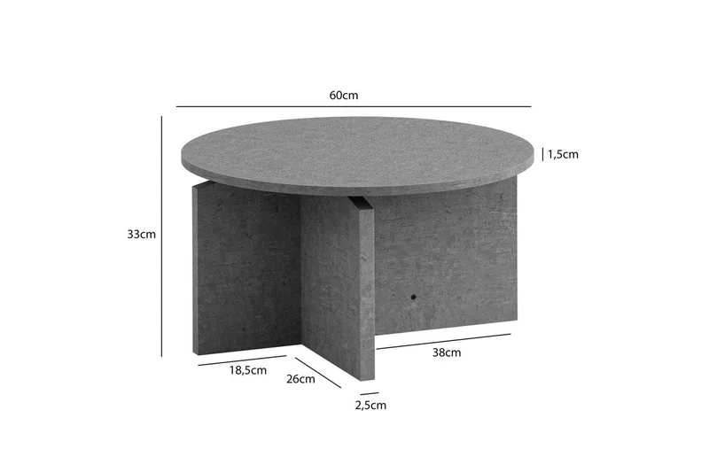 Soffbord Wohnling Rund stensikt stil modern look 60 cm, Grå - 60 cm, Grå - Möbler - Bord & matgrupper - Soffbord