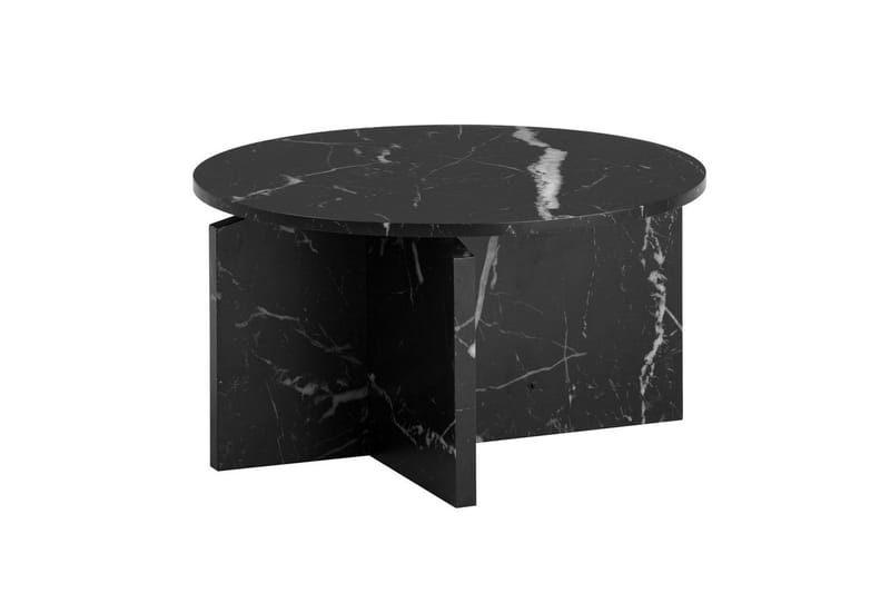 Soffbord Wohnling Rund stensikt stil modern look 60 cm, Marmor Svart, 60 cm, Marmor Svart