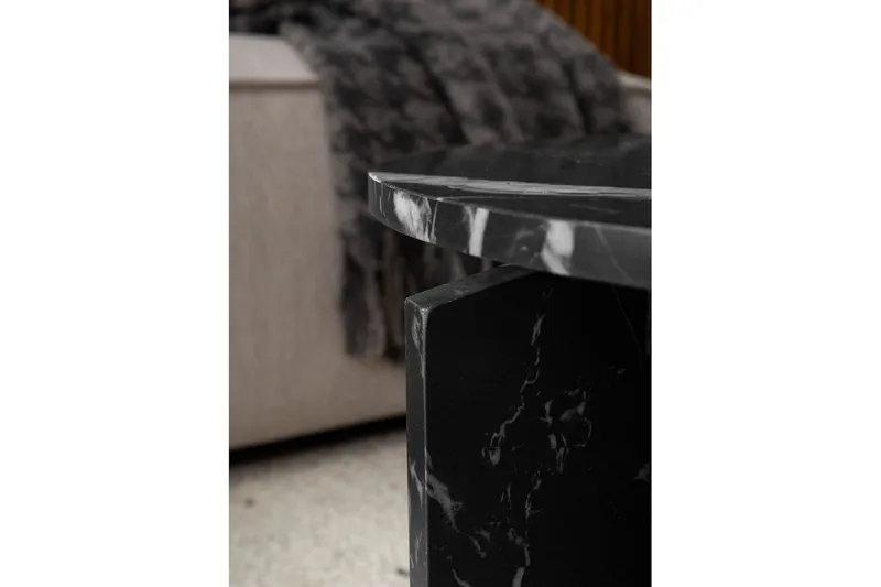 Soffbord Wohnling Rund stensikt stil modern look 60 cm, Marmor Svart - 60 cm, Marmor Svart - Möbler - Bord & matgrupper - Soffbord