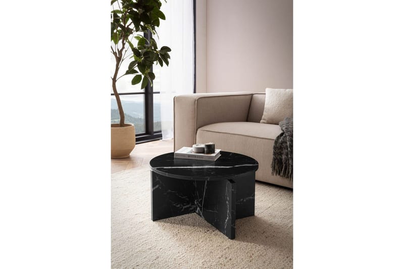 Soffbord Wohnling Rund stensikt stil modern look 60 cm, Marmor Svart - 60 cm, Marmor Svart - Möbler - Bord & matgrupper - Soffbord