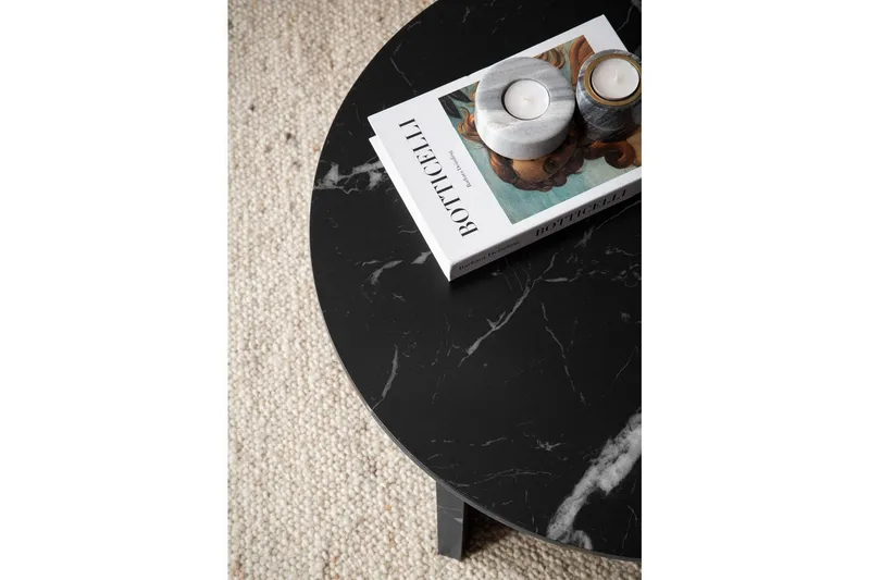 Soffbord Wohnling Rund stensikt stil modern look 60 cm, Marmor Svart - 60 cm, Marmor Svart - Möbler - Bord & matgrupper - Soffbord