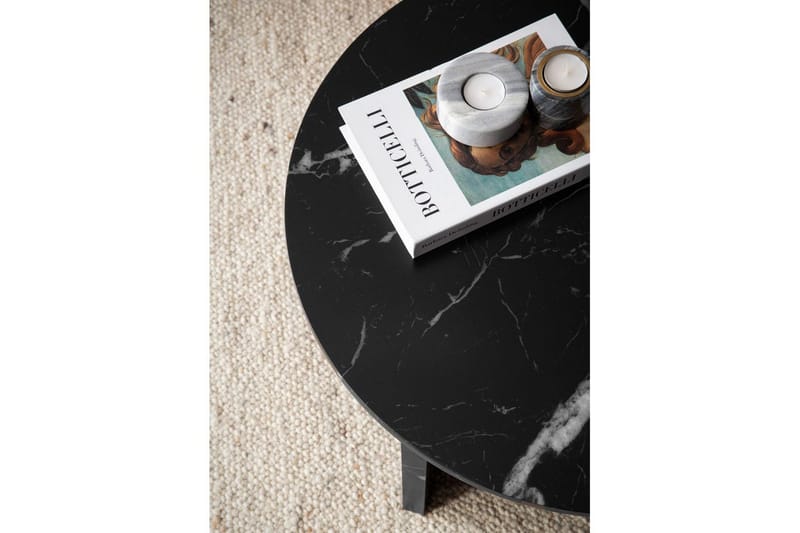 Soffbord Wohnling Rund stensikt stil modern look 60 cm, Marmor Svart - 60 cm, Marmor Svart - Möbler - Bord & matgrupper - Soffbord
