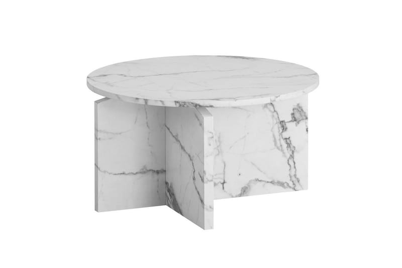 Soffbord Wohnling Rund stensikt stil modern look 60 cm, Marmor Vit - 60 cm, Marmor Vit - Möbler - Bord & matgrupper - Soffbord