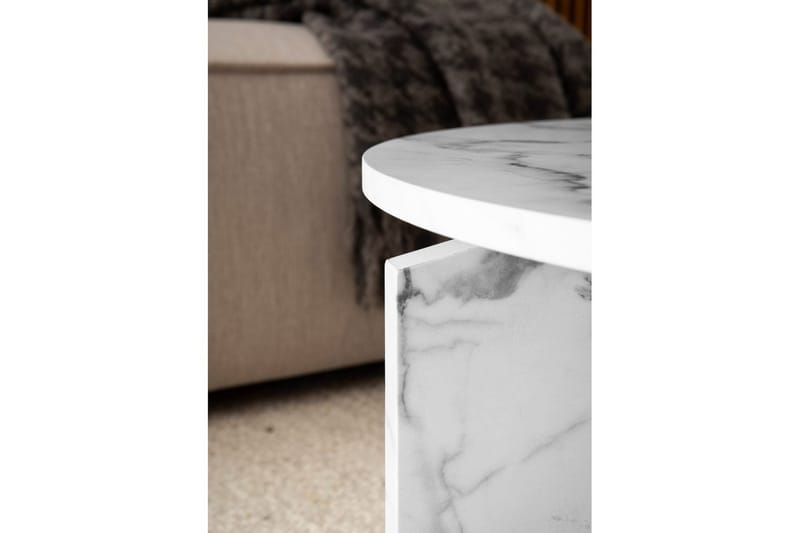 Soffbord Wohnling Rund stensikt stil modern look 60 cm, Marmor Vit - 60 cm, Marmor Vit - Möbler - Bord & matgrupper - Soffbord