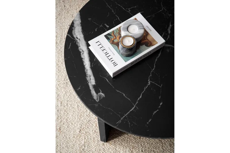 Soffbord Wohnling Rund stensikt stil modern look 70 cm, Marmor Svart - 70 cm, Marmor Svart - Möbler - Bord & matgrupper - Soffbord