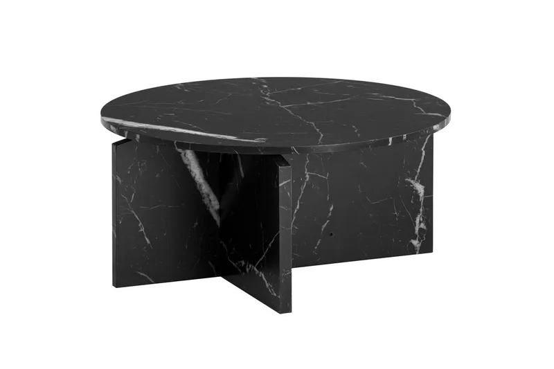Soffbord Wohnling Rund stensikt stil modern look 70 cm, Marmor Svart, 70 cm, Marmor Svart