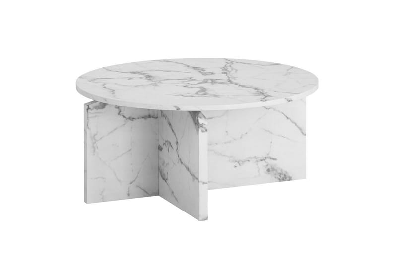 Soffbord Wohnling Rund stensikt stil modern look 70 cm, Marmor Vit - 70 cm, Marmor Vit - Möbler - Bord & matgrupper - Soffbord