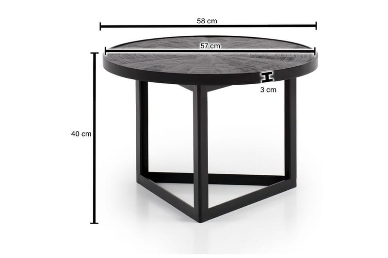 Soffbord Wohnling Runt massivt trä med stenfinish modern metallram - Möbler - Bord & matgrupper - Soffbord