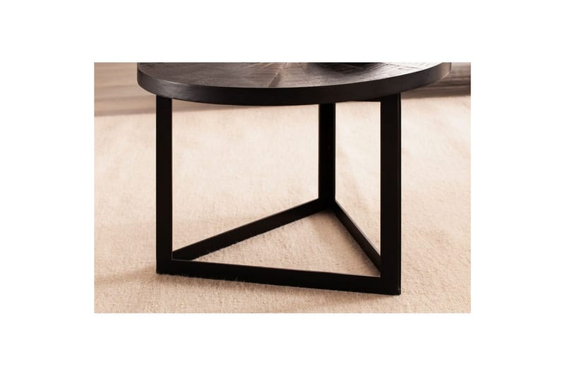 Soffbord Wohnling Runt massivt trä med stenfinish modern metallram - Möbler - Bord & matgrupper - Soffbord