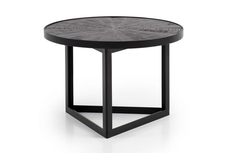 Soffbord Wohnling Runt massivt trä med stenfinish modern metallram - Möbler - Bord & matgrupper - Soffbord