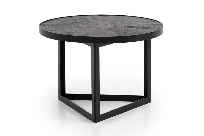 Soffbord Wohnling Runt massivt trä med stenfinish modern metallram, undefined