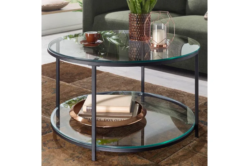 Soffbord Wohnling Runt säkerhetsglas med glasbricka modern - Möbler - Bord & matgrupper - Soffbord