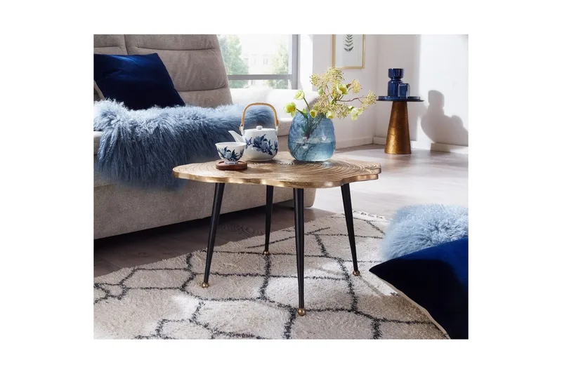 Soffbord Wohnling Träskiva Stil Metall Modern med Metallben - Möbler - Bord & matgrupper - Soffbord