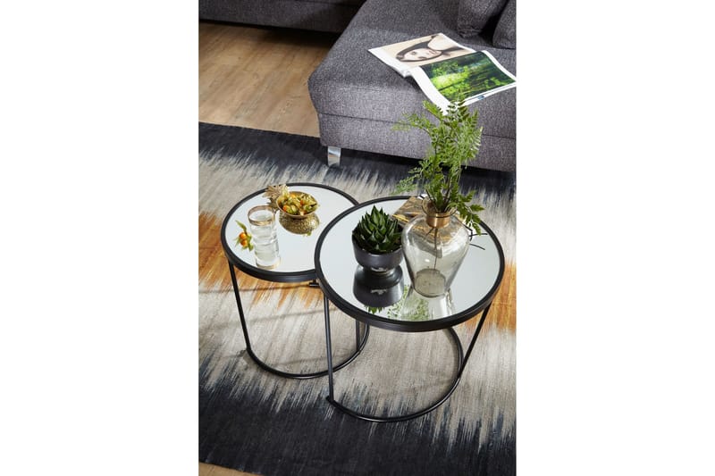 Wrighton Satsbord 50 cm Runt Soffbord Stapelbart i Metall och Glas - Spegelsilver - Möbler - Bord & matgrupper - Soffbord