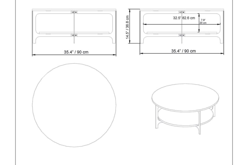 Yalbi Soffbord 90 cm med Förvaring Runt Hylla - Svart - Möbler - Bord & matgrupper - Soffbord