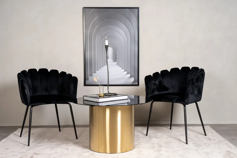 Ystad 75 cm Runt Soffbord med Cylinderfot i Glas - Brun|Svart - Möbler - Bord & matgrupper - Soffbord