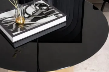 Ystad Runt Soffbord 75 cm i Glas med Metallunderrede - Svart - Möbler - Bord & matgrupper - Soffbord