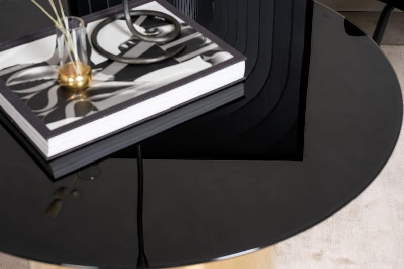 Ystad Runt Soffbord 75 cm i Glas med Metallunderrede - Svart - Möbler - Bord & matgrupper - Soffbord