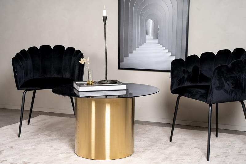 Ystad Runt Soffbord 75 cm i Glas med Metallunderrede - Svart - Möbler - Bord & matgrupper - Soffbord